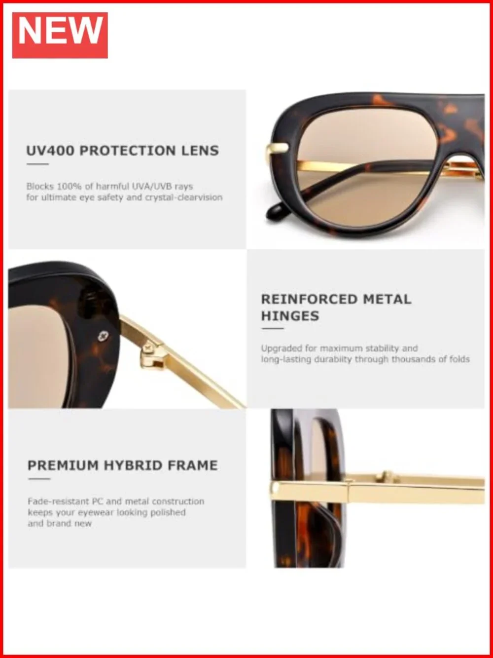 Retro Oversized Aviator Sunglasses Women UV400 Protection